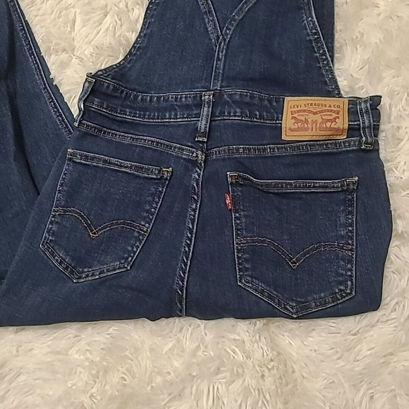 Levi Jeans Womens 29 Blue Denim Overalls Coveralls Signature Outdoors Preppy EUC - Picture 7 of 12
